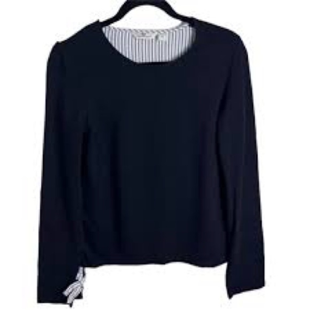 Vineyard Vines Layered Sweater Navy Stripe Collar Size M